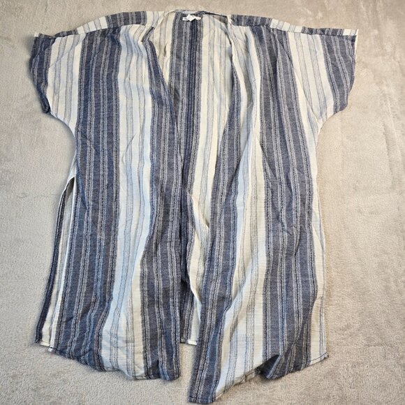 Maurices Cover Up Women Small Gray Beige Stripes Swimsuit Coverup Beach Summer - Picture 5 of 11